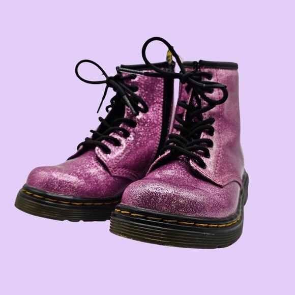 Dr. Martens 1460 8-Eye Glitter Boot - Toddler - Pink - Picture 2 of 8